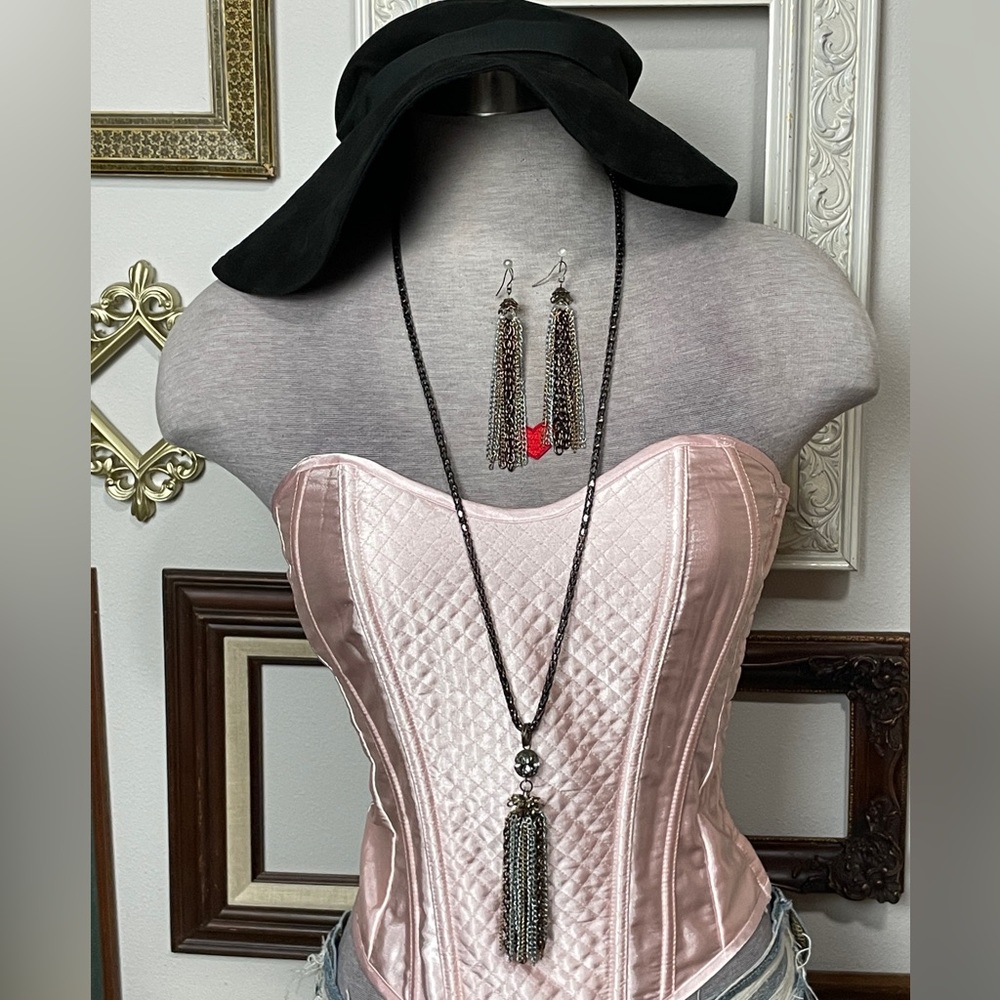Chain Tassel Necklace Earring Set